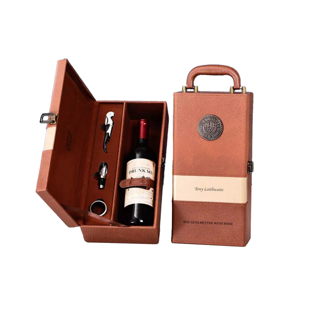 Vintage Leather Wine Gift Box