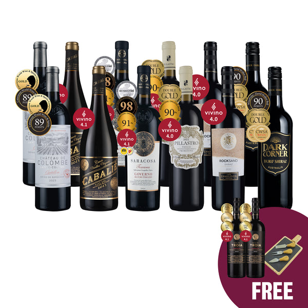 Most Re-Ordered Reds 12btl + 2 FREE + FREE Cheese Board