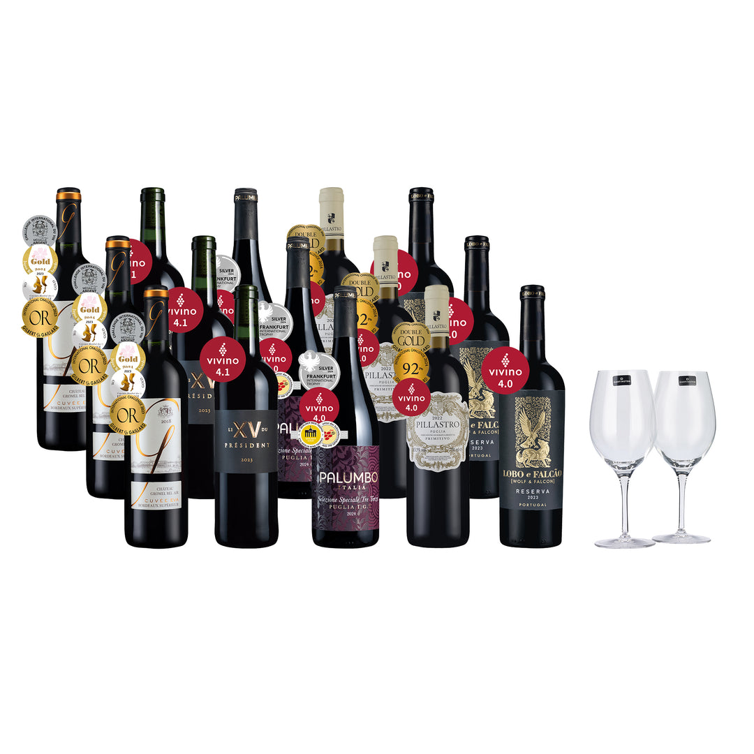 2025 Bestselling Black Reds Deal 15btl + FREE Red Wine Glasses