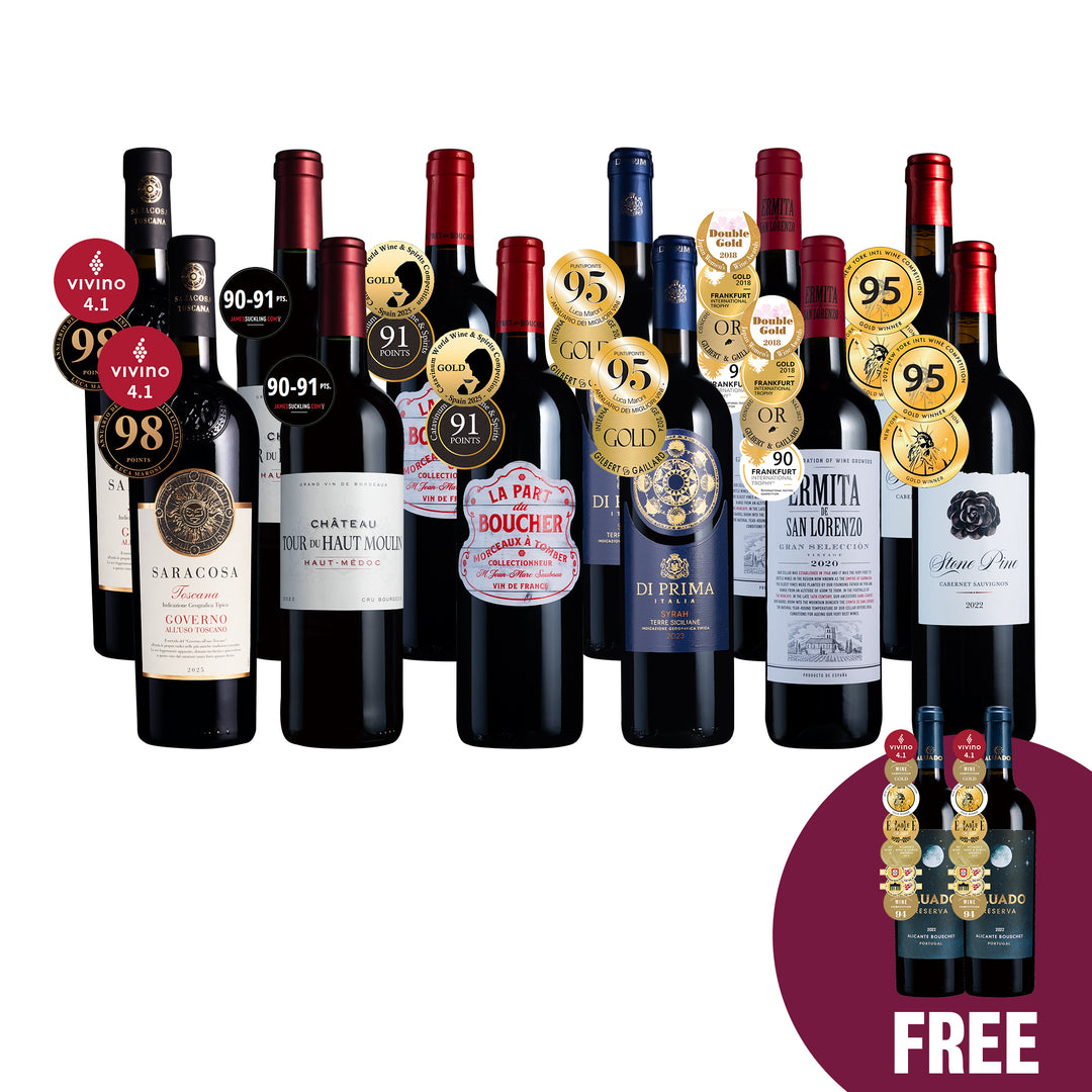 3.Connoisseur 90+ Reds 12btl + 2 FREE Reds