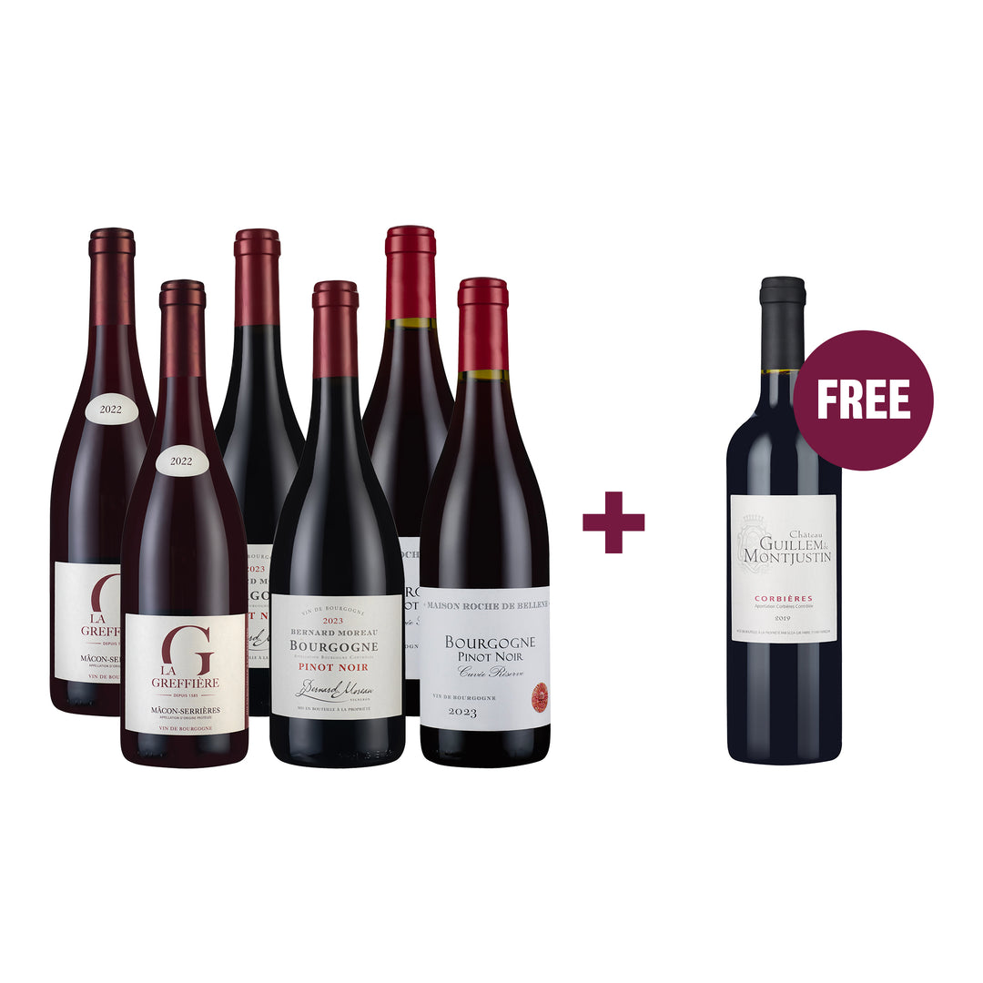 Fine Burgundies Gift Pack 6btl + FREE Corbières