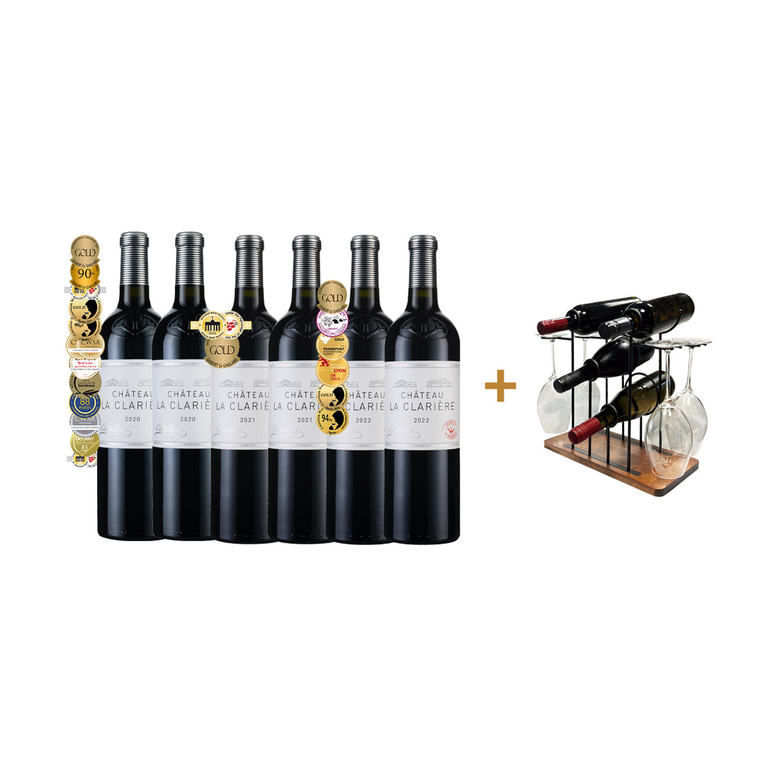 【Facebook Only】La Clarière Vertical Tasting Set 6Btl + FREE Wine Rack with Glasses Holder