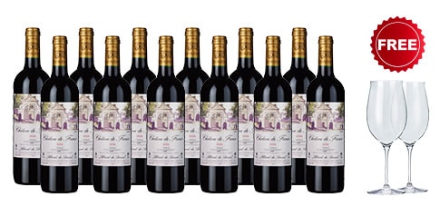 Château de Francs 2016 12btl + 2 FREE Glasses
